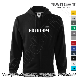 Mikina RANGER® s kapucňou a zipsom - FREEDOM - a