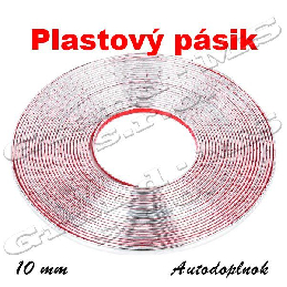 Plastový dekoračný pásik strieborný - šírka 10 mm, typ-01