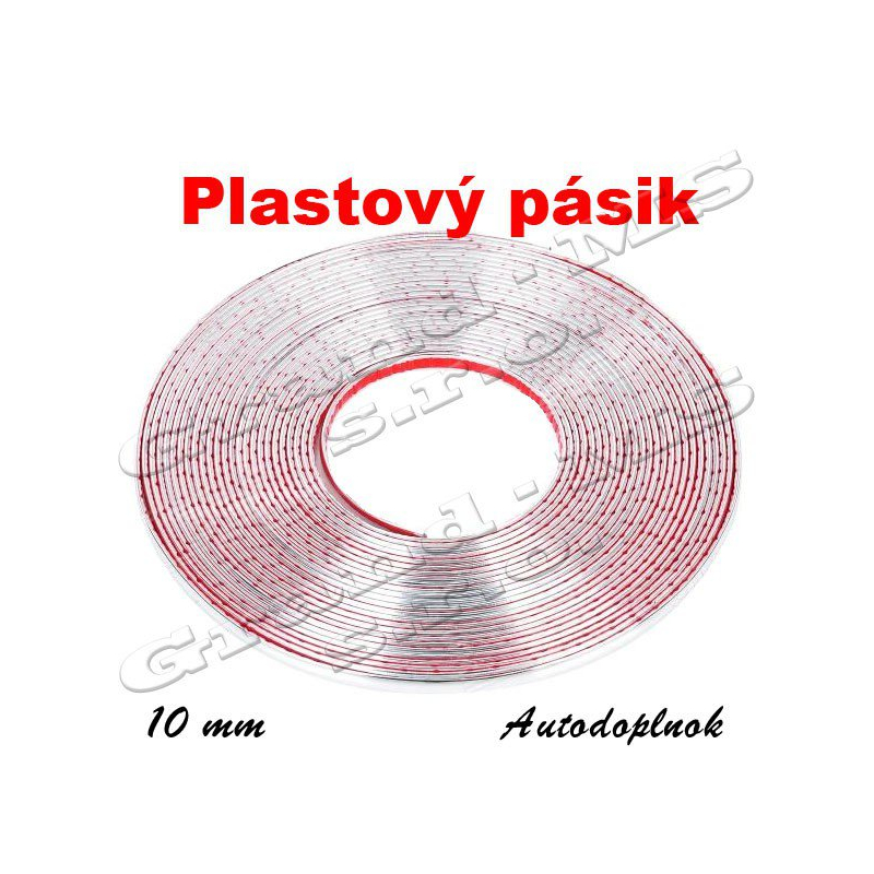 Plastový dekoračný pásik strieborný - šírka 10 mm, typ-01