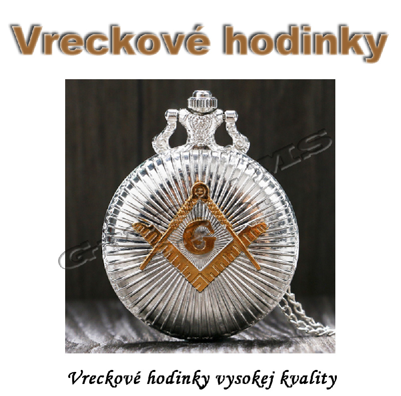 Vreckové hodinky - strieborno/zlaté FREEMASON 3D dizajn