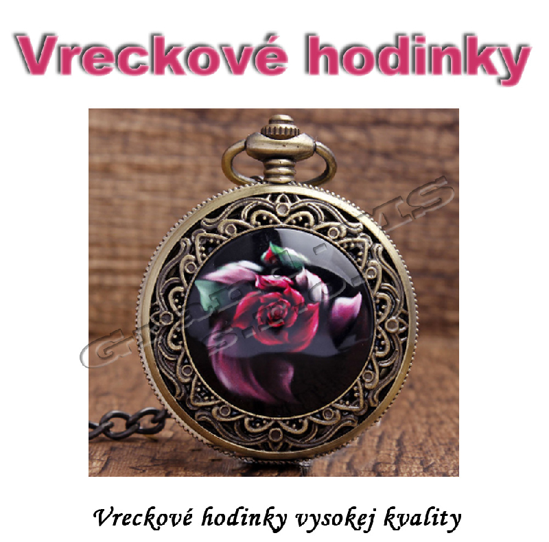 Vreckové hodinky - retro farebný RED ROSES  3D dizajn