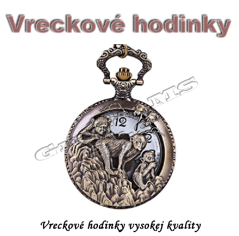 Vreckové hodinky - retro bronzový MONKEYS 3D dizajn_product_product_product