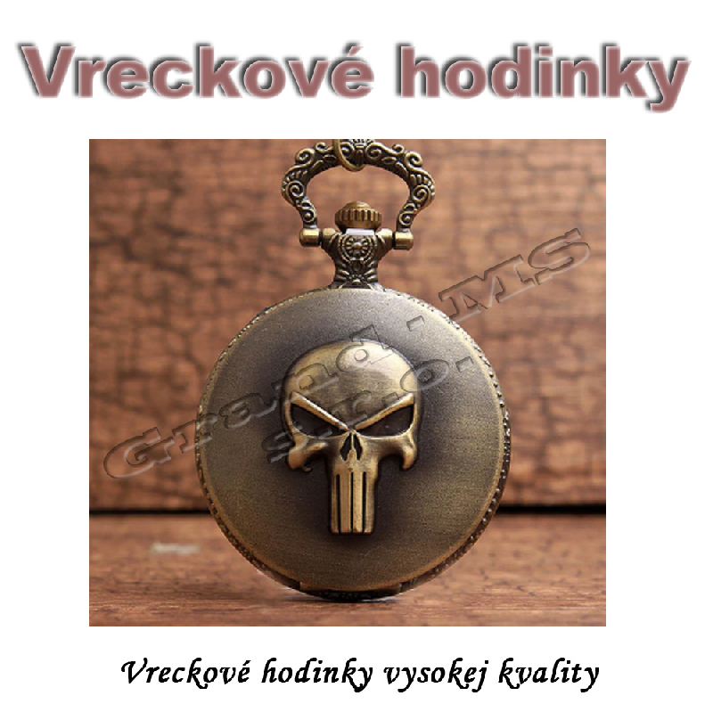 Vreckové hodinky - retro bronzový PUNISHER 3D dizajn