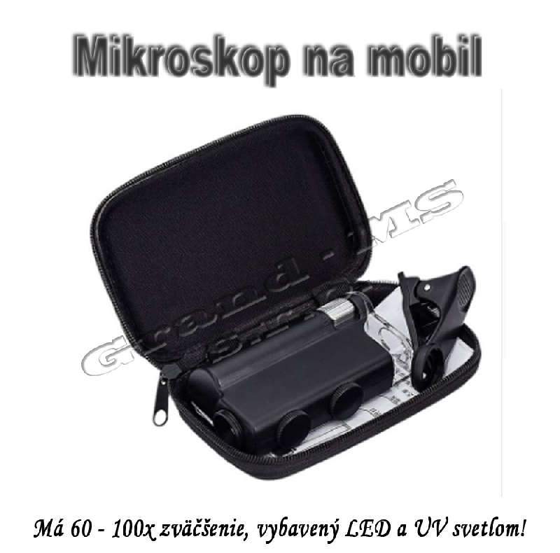 Vreckový mikroskop či lupa s 60x - 100 x zväčšením , LED a UV  svetlom