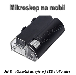 Vreckový mikroskop či lupa s 60x - 100 x zväčšením , LED a UV  svetlom_product