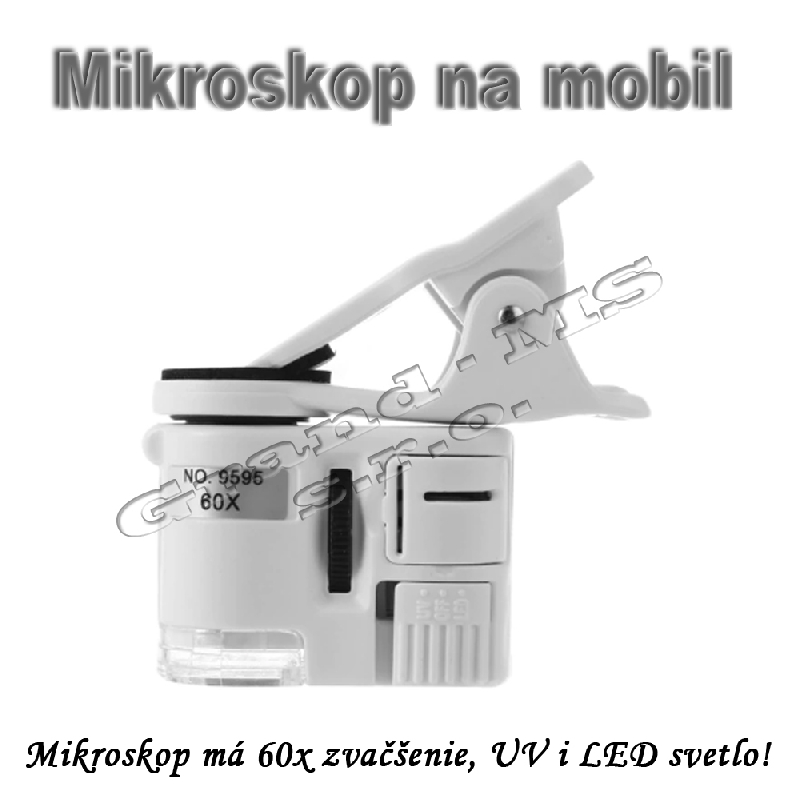 Vreckový mikroskop s úchytom na mobil so 60 x zväčšením 