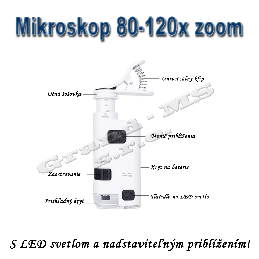 Vreckový mikroskop či lupa s 80x - 120x zväčšením a LED svetlom_product