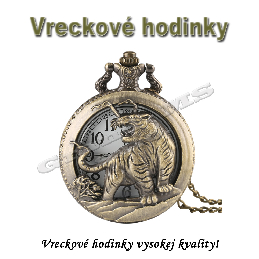 Vreckové hodinky - retro bronzový TIGER 3D dizajn