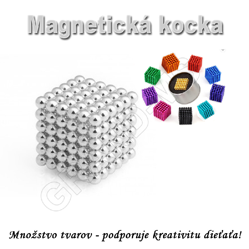 Magnetická NEOKOCKA - NEOCUBE magnetické guličky strieborné 216ks, 5mm