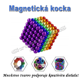 Magnetická NEOKOCKA, magnetické guličky farebné 216ks, 3mm