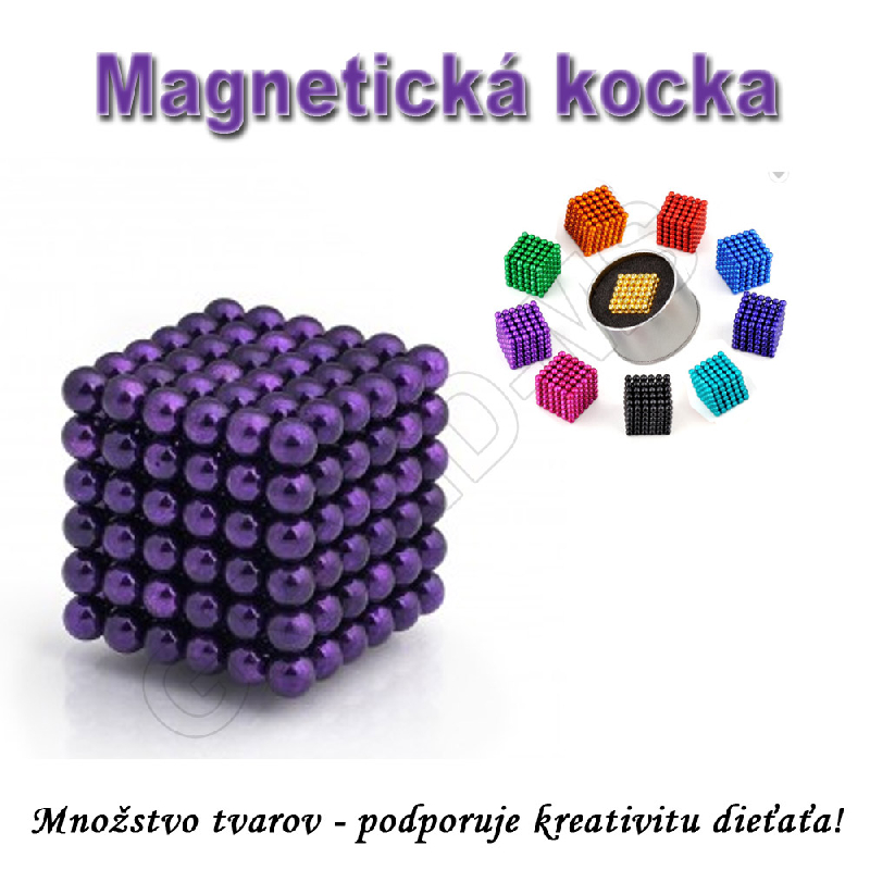 Magnetická NEOKOCKA - NEOCUBE magnetické guličky fialové 216ks, 5mm