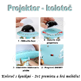 Projektor rotujúci kolotoč, model Koníky ružový_product