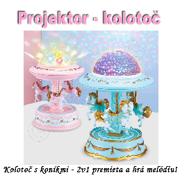 Projektor rotujúci kolotoč, model Koníky ružový