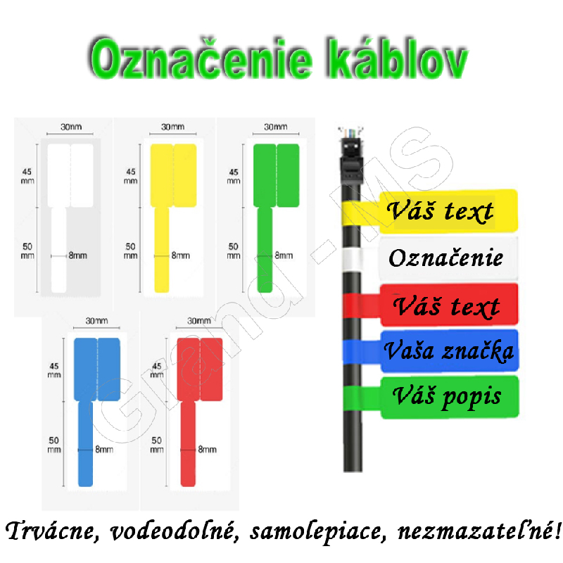 Potlač samolepiacej etikety na káble - zelená