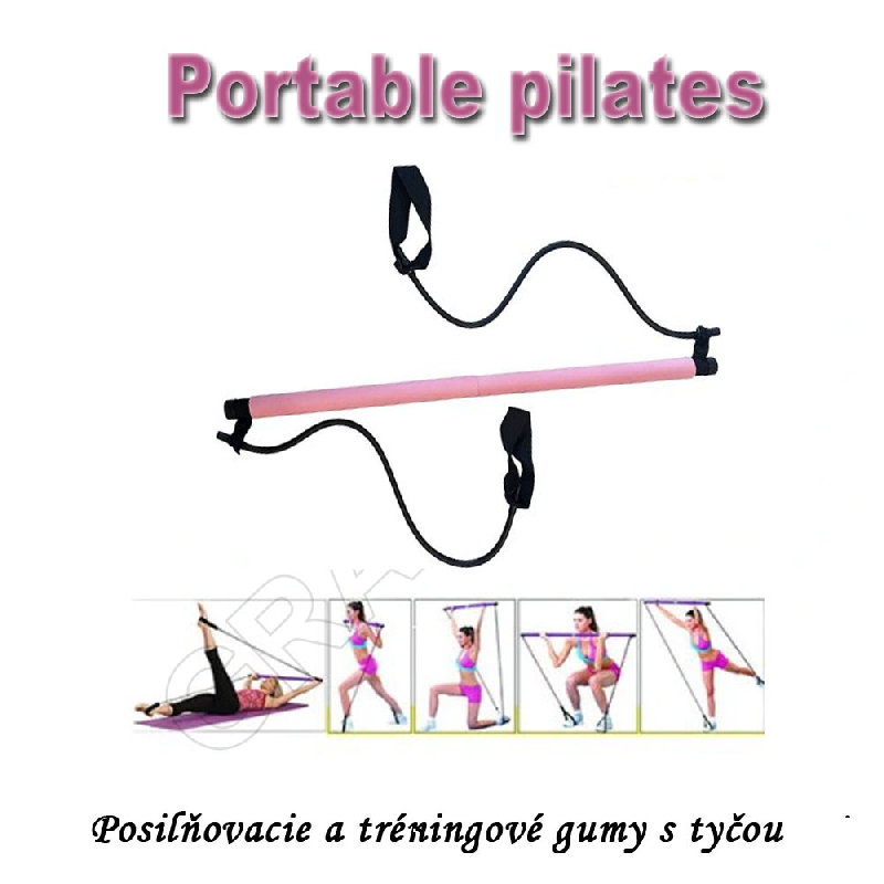 Posilňovacie a tréningové gumy s tyčou na cvičenie  s DVD- PORTABLE PILATES_product_product_product_product