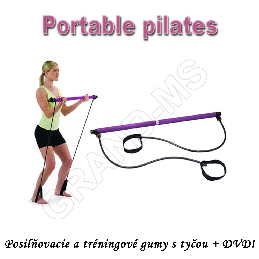 Posilňovacie a tréningové gumy s tyčou na cvičenie  s DVD- PORTABLE PILATES_product