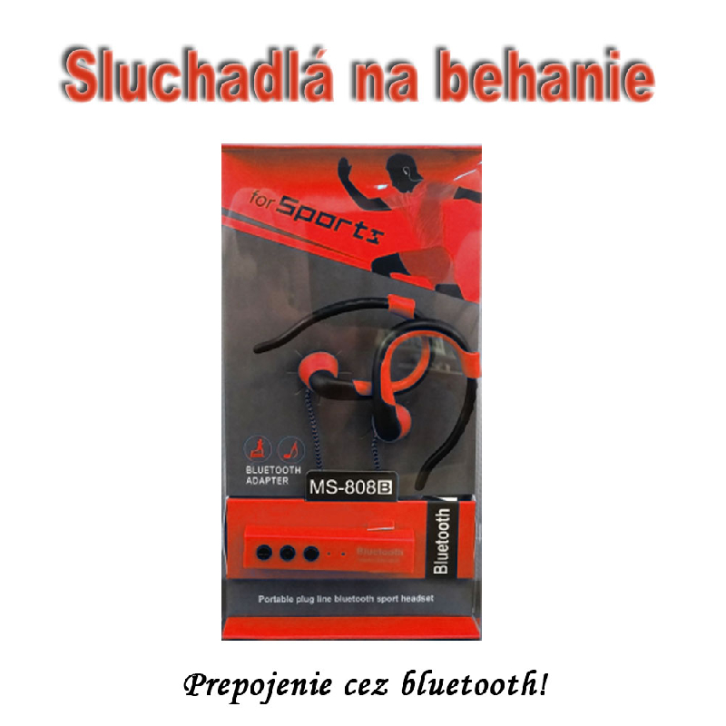 Športové sluchadlá na beh s bluetooth adaptérom MS808 - červené 