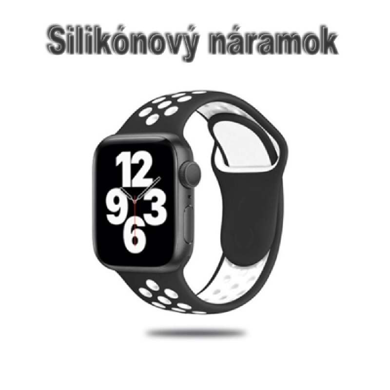 Náhradný silikonový remienok pre Apple Watch S-M 38/40/41 bielo-čierny