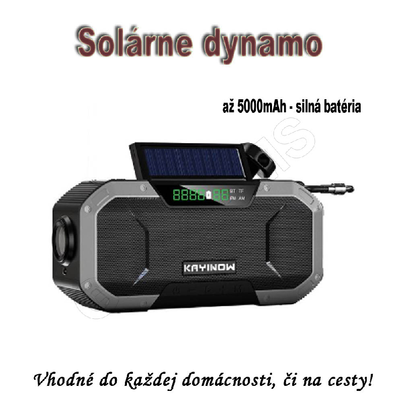 Multifunkčné solárne LED dynamo s kľukou, powerbankou, rádiom, bluetooth  a  displejom  - oranžové_product