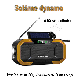 Multifunkčné solárne LED dynamo s kľukou, powerbankou, rádiom, bluetooth  a  displejom  - šedé