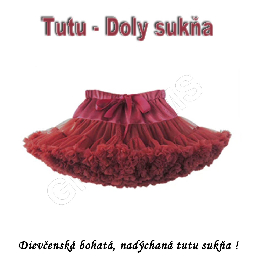 Tutu - Dolly sukňa pre dievčatá od 3 do 6 rokov, bordová