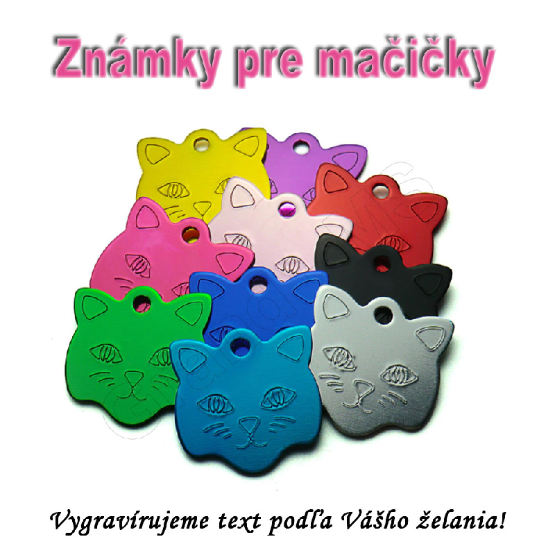 Alumíniová známka pre mačky CAT 23x23mm s Vašim textom