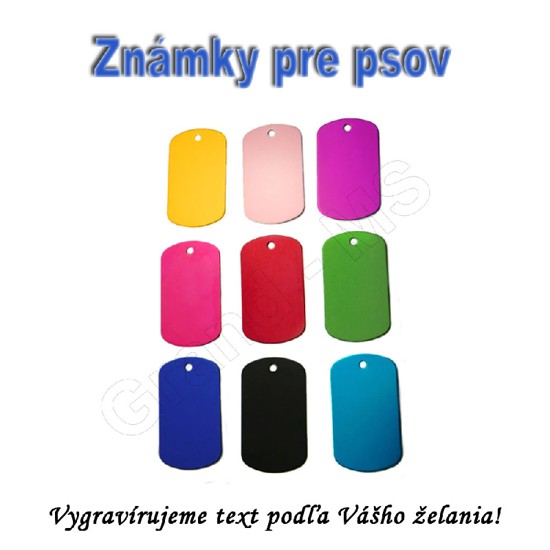 Alumíniová známka pre psov 38x25mm s Vašim textom