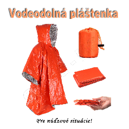 Núdzový nepremokavý pršiplášť z hliníkovej fólie - oranžový