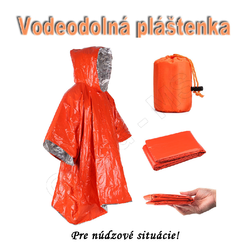 Núdzový nepremokavý pršiplášť z hliníkovej fólie - oranžový