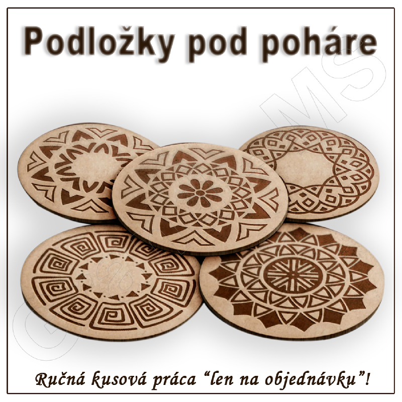 Drevená podložka pod pohár - vzor B