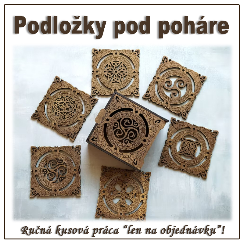 Drevené podložky pod poháre s boxom - vzor E