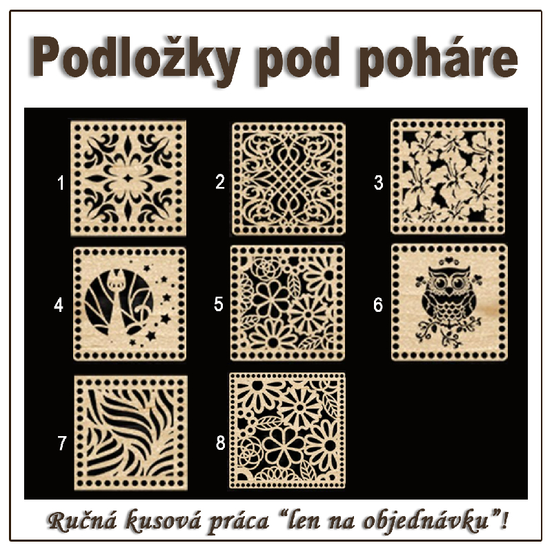 Drevená podložka pod pohár - vzor G&#9;