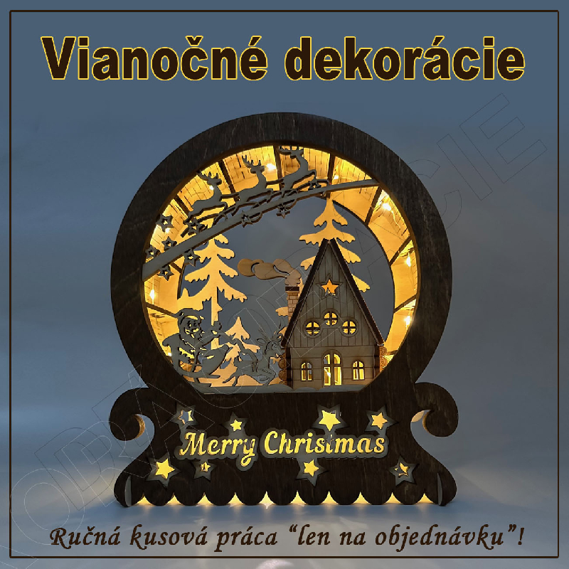 Vianočná dekorácia - Merry Christmas - s LED svetlom