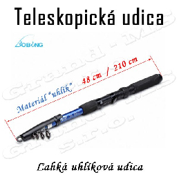 Rybárska teleskopická udica, dlhá 2,1m, farba modrá