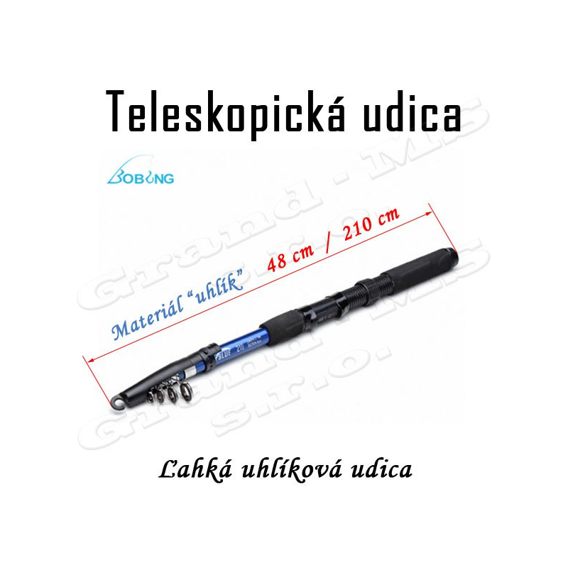 Rybárska teleskopická udica, dlhá 2,1m, farba modrá