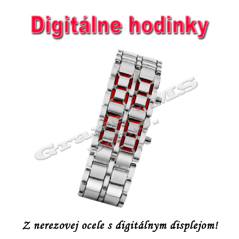 Digitálne hodinky z nerezovej ocele STRONG strieborné 2