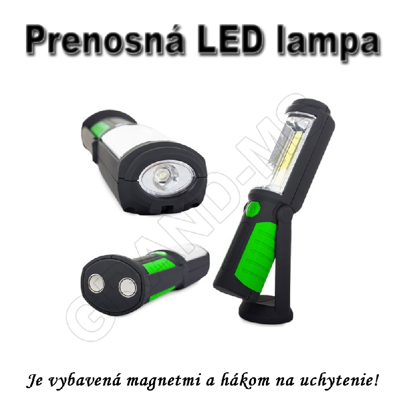 Prenosná LED lampa 3W s magnetmi a hákom