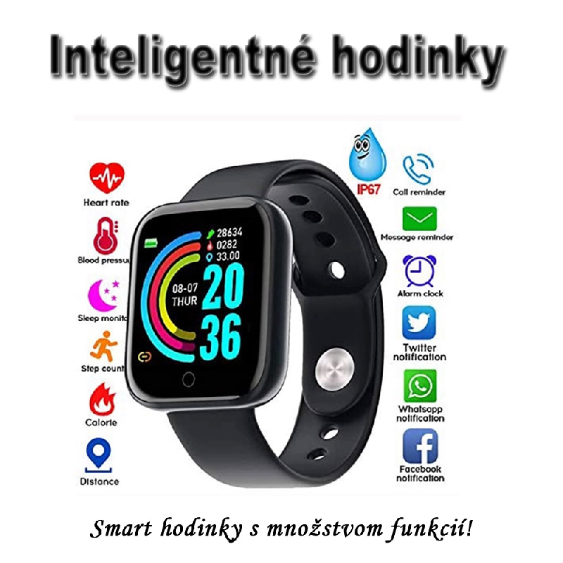 Inteligentné Smart hodinky Y68 s IP67  čierne