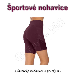 Športové krátke elastické nohavice s vysokým pásom a vreckom - bordové XL_product