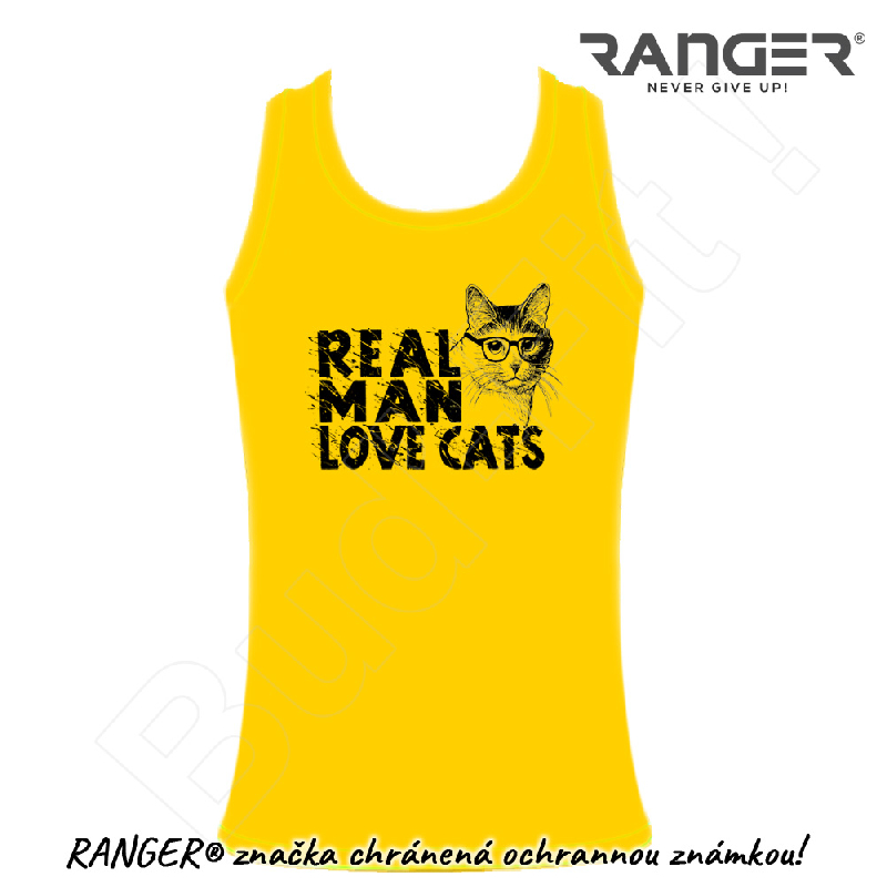 Pánske tielko RANGER® - Vtipné motív REAL MAN LOVE CATS