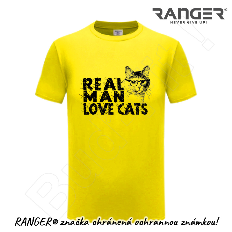 Tričko RANGER® - Vtipné motív REAL MAN LOVE CATS