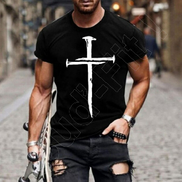 Pánske fitness tričko RANGER™,  motív CROSS - čierna