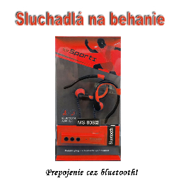 Športové sluchadlá na beh s bluetooth adaptérom MS808 - červené 