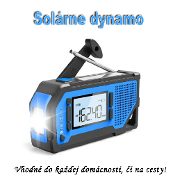 Multifunkčné solárne LED dynamo s kľukou, powerbankou, rádiom a LCD obrazovkou