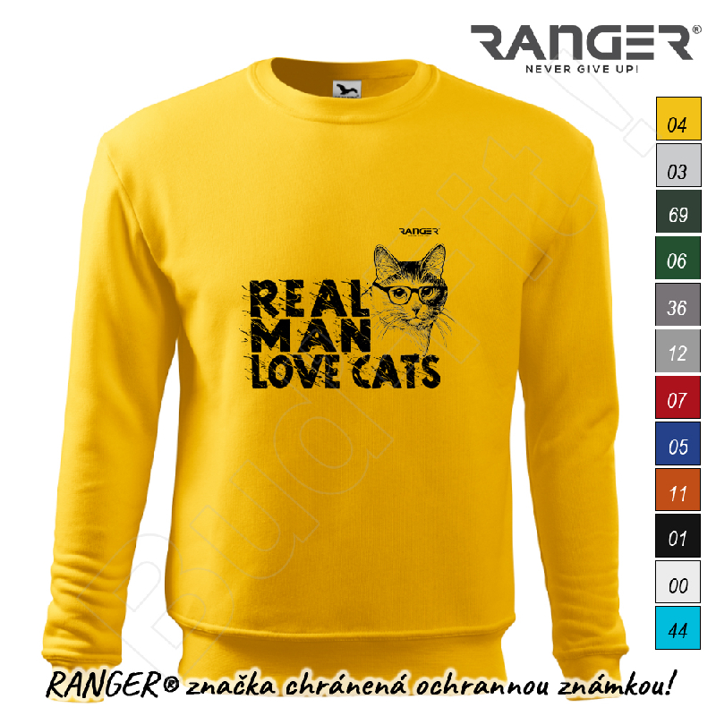 Mikina RANGER® - REAL MAN LOVE CATS